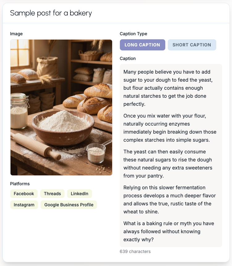 Sample Glow Social post for a bakery