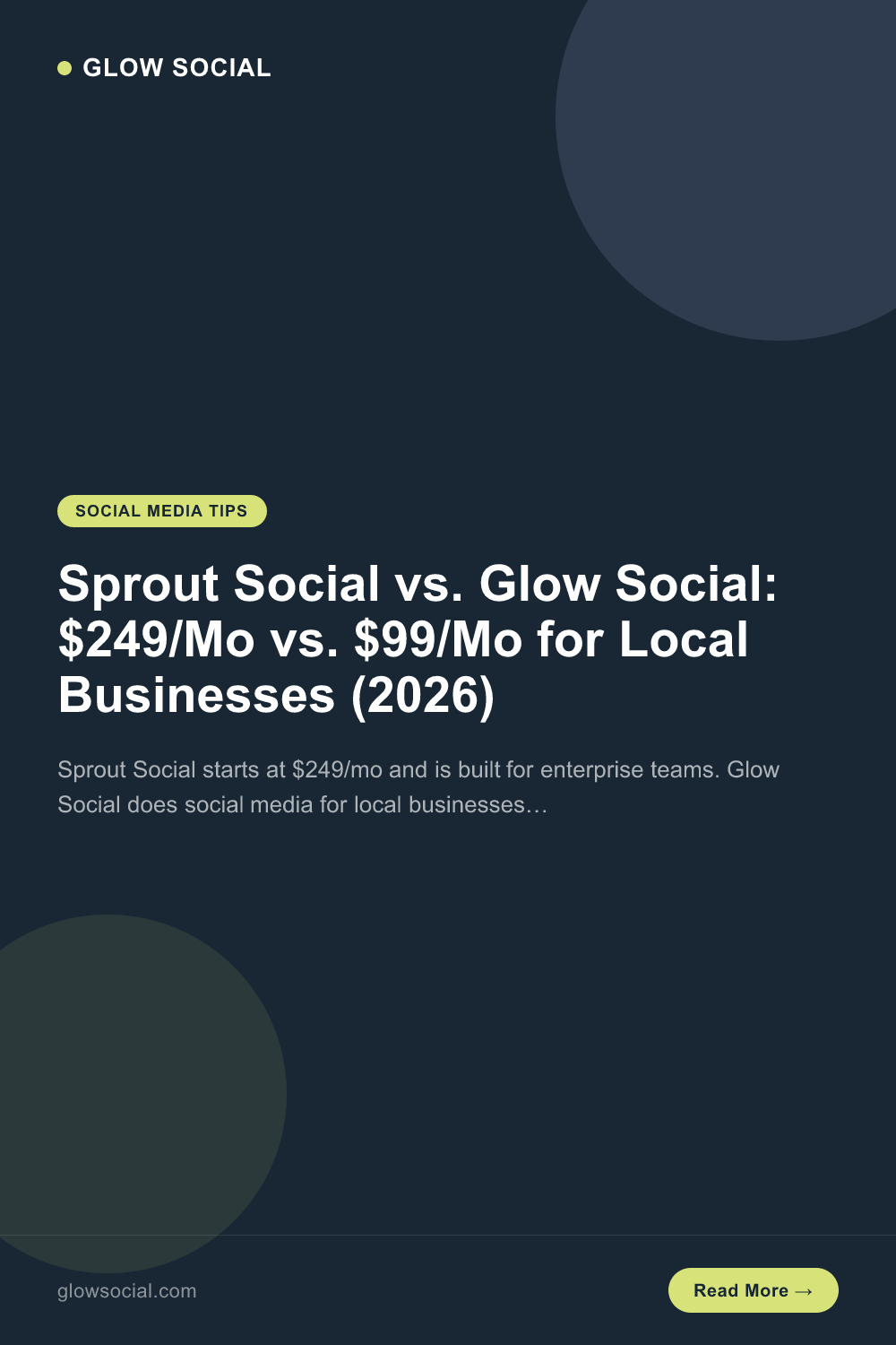 Sprout Social vs. Glow Social: $249/Mo vs. $99/Mo for Local Businesses (2026)